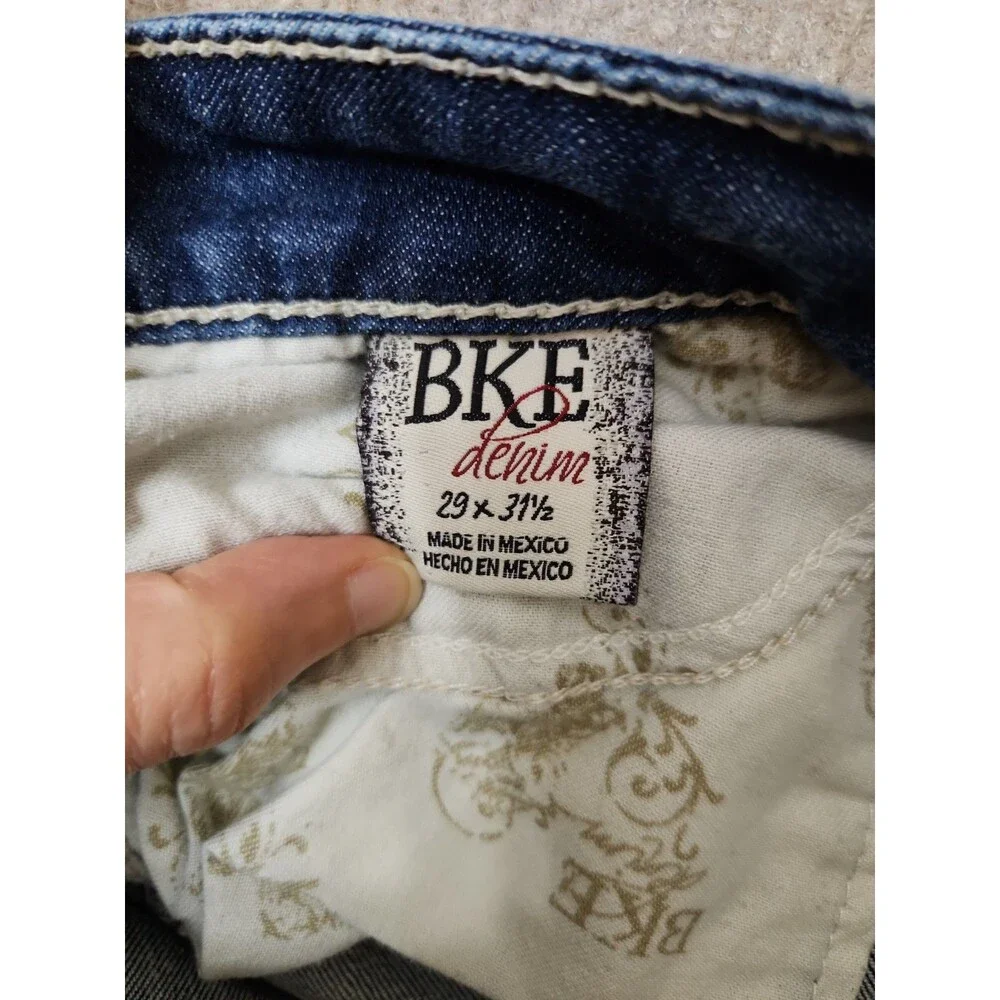 BKE Stella Straight Jeans Womens 29 Blue Medium Wash Low Rise Stretch